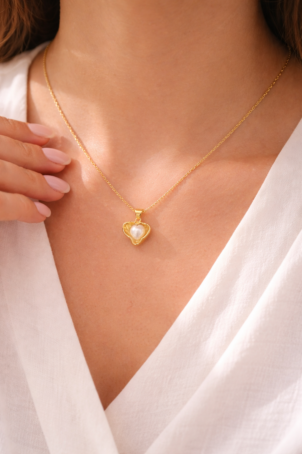 Celeste Evil Eye Charm Necklace – Gold Plated Chain with Heart Charms & Protective Evil Eye Pendant