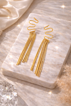 Golden Current Tassel Earrings