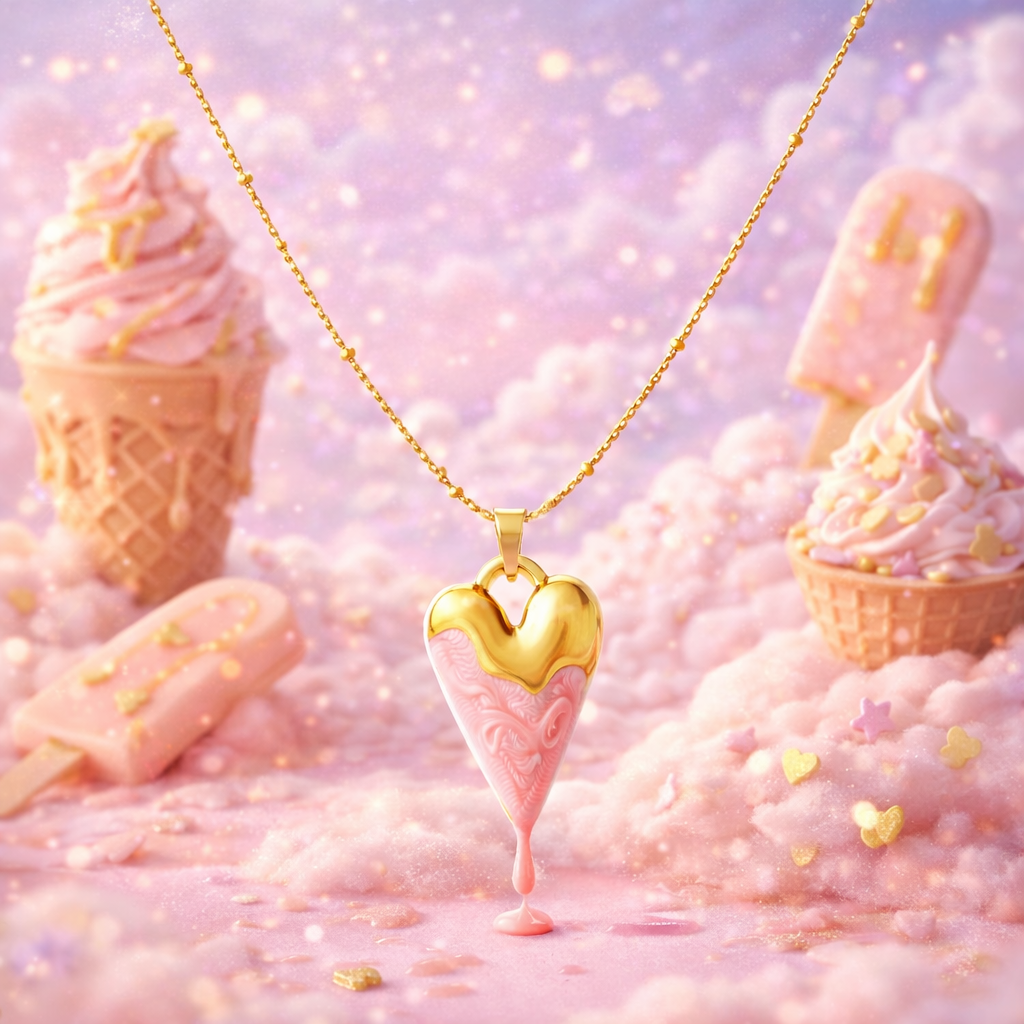 Pink Blush Heart Drip Necklace