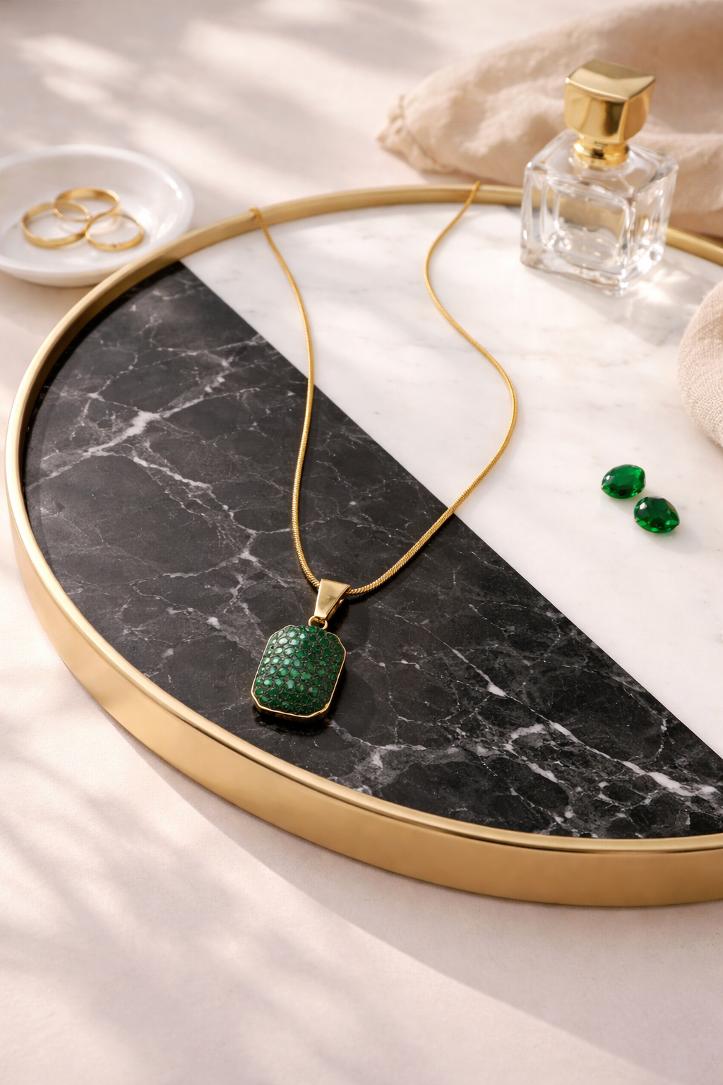 Emerald Obsidian Pendant Necklace