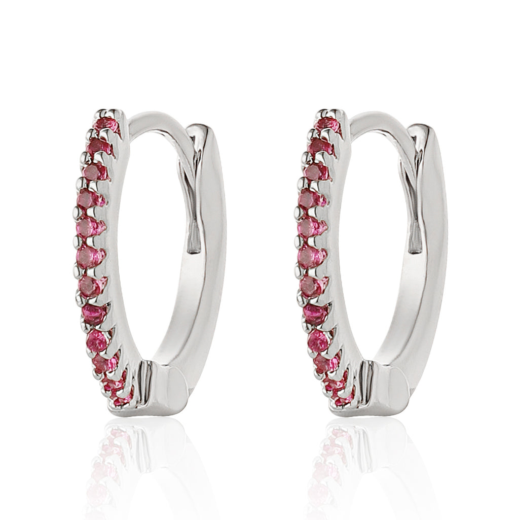 Rose Lumiere Silver Huggie Earrings