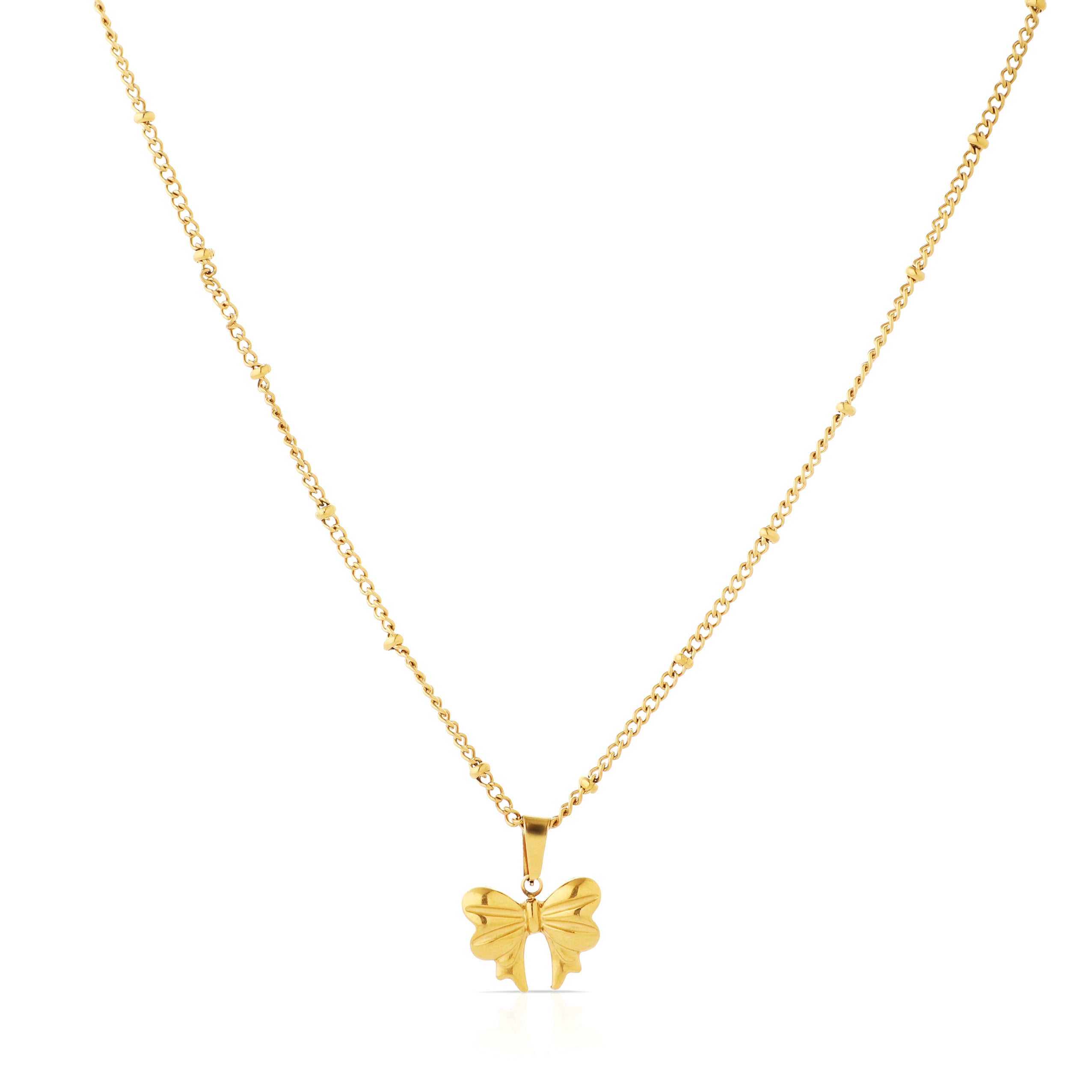 Golden Flutter Bow Necklace