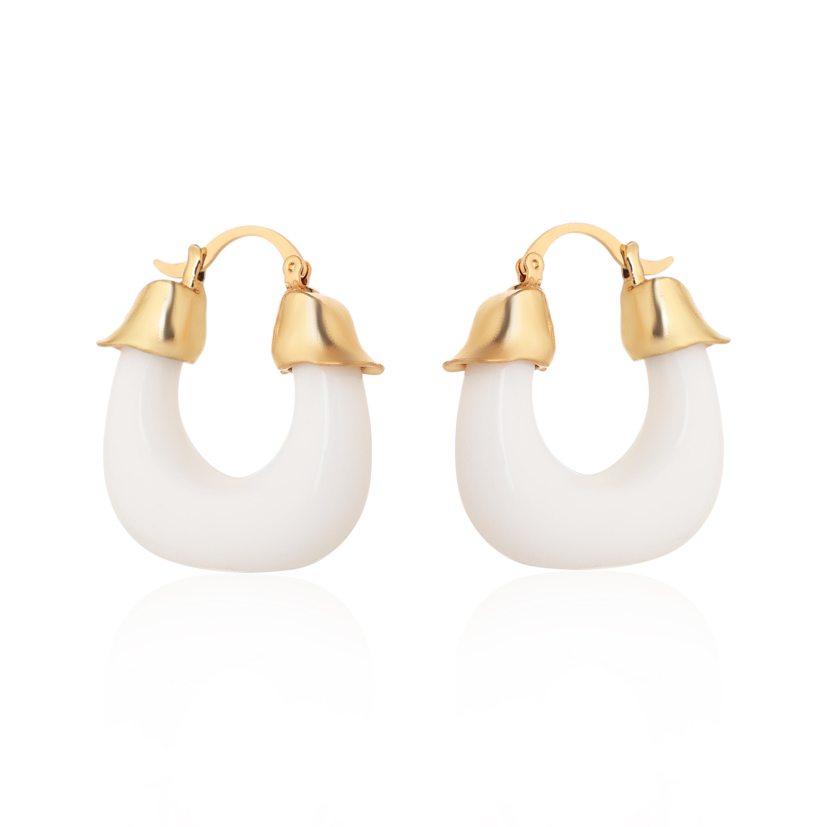 Ivory Curve Hoop Earrings