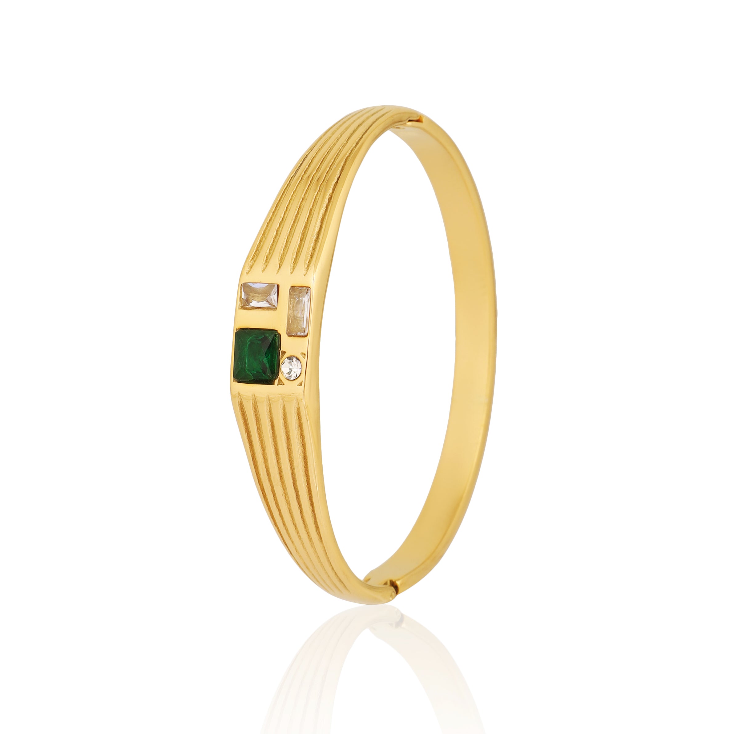 Ridge Emerald Bangle
