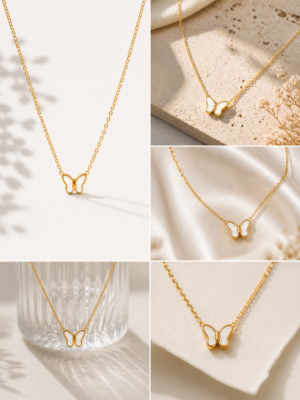 Gold Plated Butterfly Pendant Necklace for Women | Minimal Lightweight Daily Wear Chain