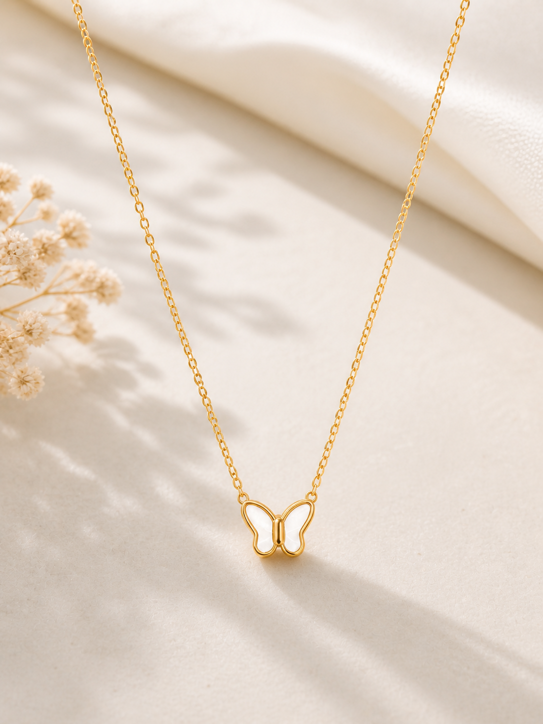 Gold Plated Butterfly Pendant Necklace for Women | Minimal Lightweight Daily Wear Chain