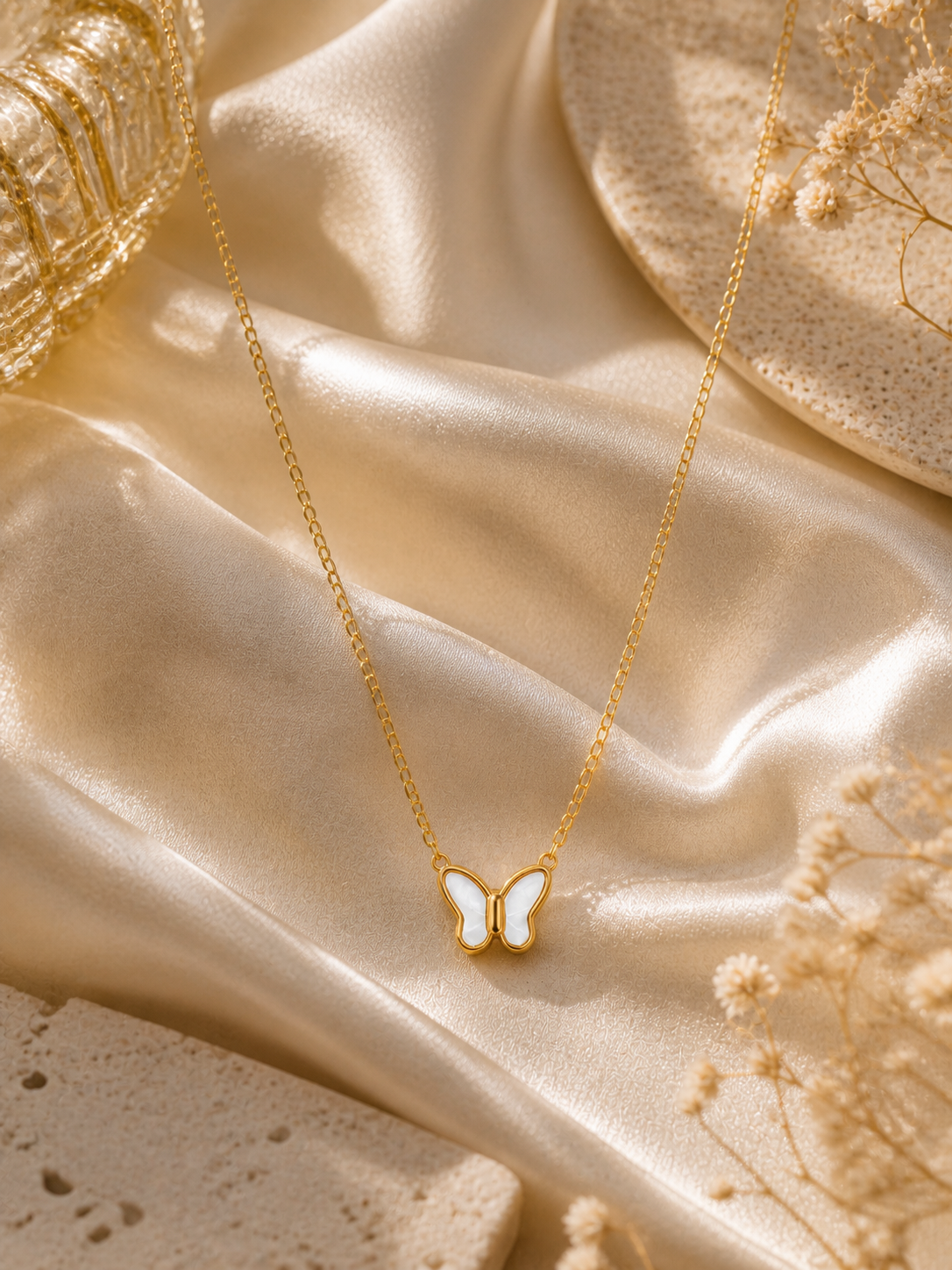 Gold Plated Butterfly Pendant Necklace for Women | Minimal Lightweight Daily Wear Chain