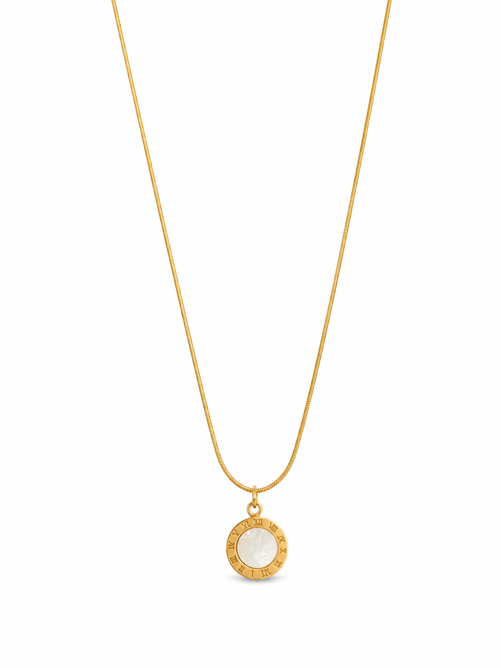 Roman Dial Gold Pendant Necklace – Timeless Elegance Redefined