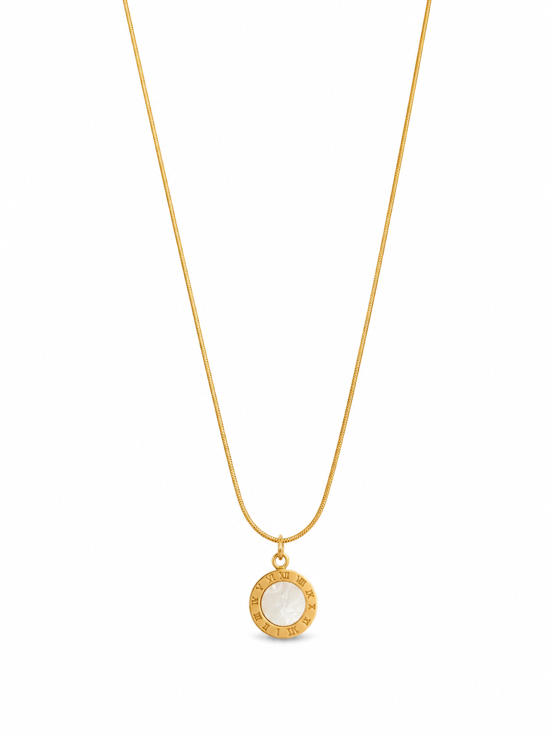 Roman Dial Gold Pendant Necklace – Timeless Elegance Redefined