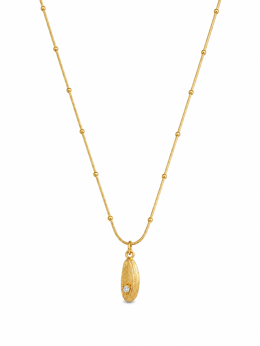 Textured Oval Gold Pendant Necklace – Subtle Luxury, Refined Charm