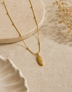 Textured Oval Gold Pendant Necklace – Subtle Luxury, Refined Charm