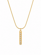 Crystal Bar Gold Pendant Necklace – Sleek Modern Elegance