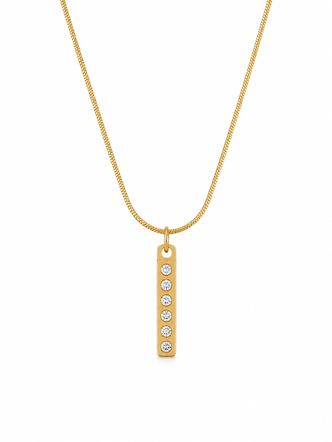 Crystal Bar Gold Pendant Necklace – Sleek Modern Elegance