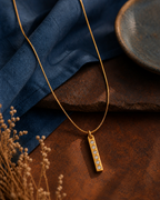 Crystal Bar Gold Pendant Necklace – Sleek Modern Elegance