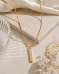 Crystal Bar Gold Pendant Necklace – Sleek Modern Elegance