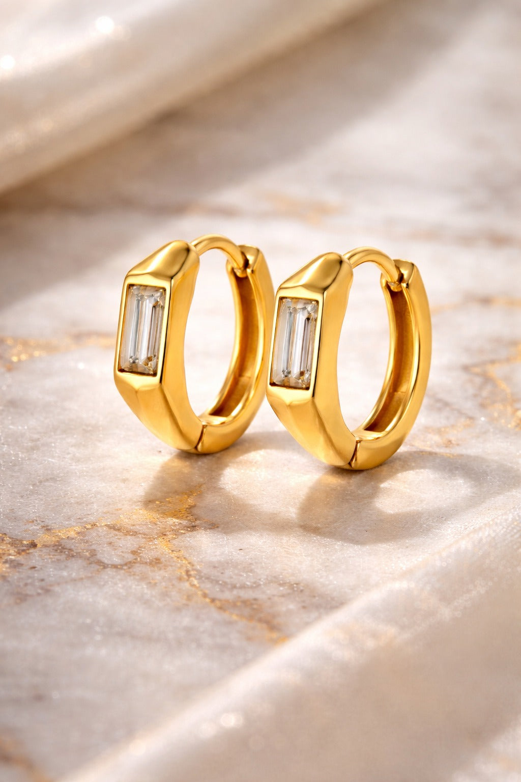 Aureline Baguette Huggie Hoops