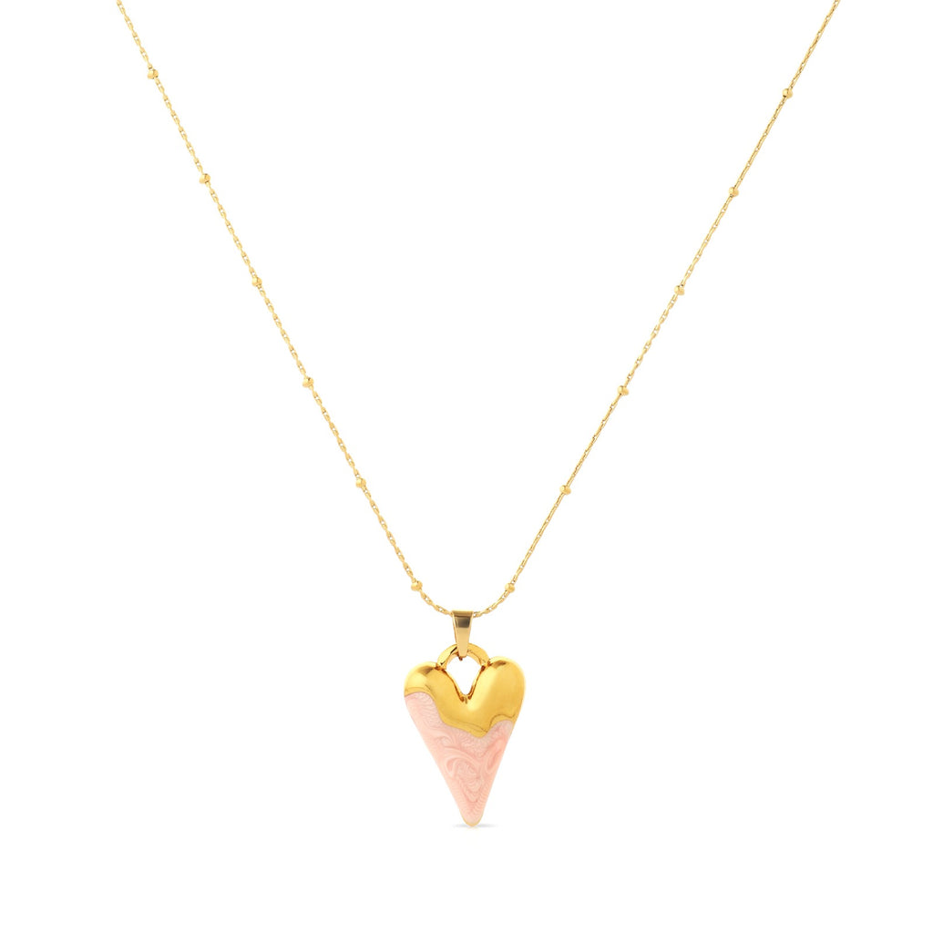 Pink Blush Heart Drip Necklace