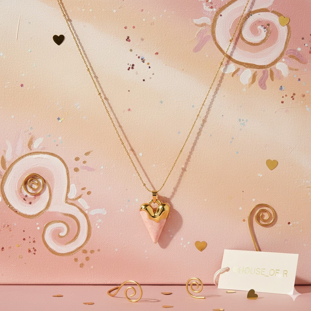 Pink Blush Heart Drip Necklace